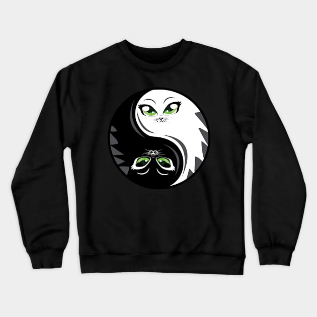 Ying Yang Cat Cats Kitten Animal Crewneck Sweatshirt by T-Shirt.CONCEPTS